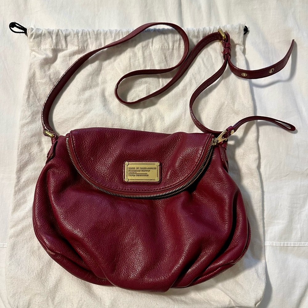Marc Jacobs Burgundy Leather Crossbody Shoulder Bag